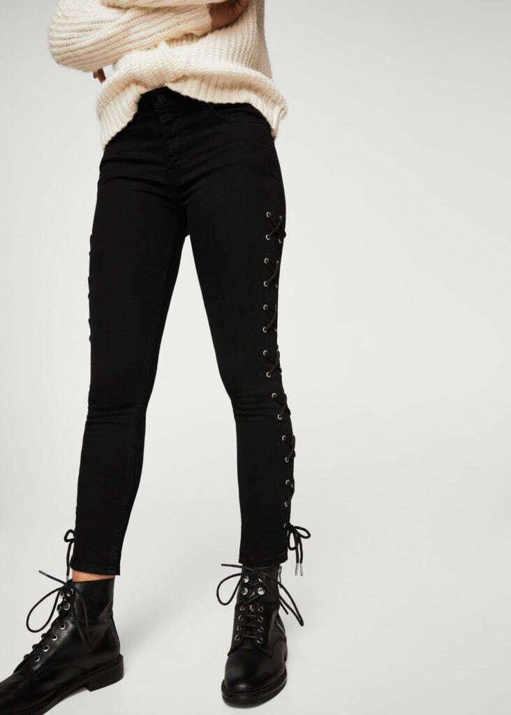 black lace up skinny jeans - Cut Range