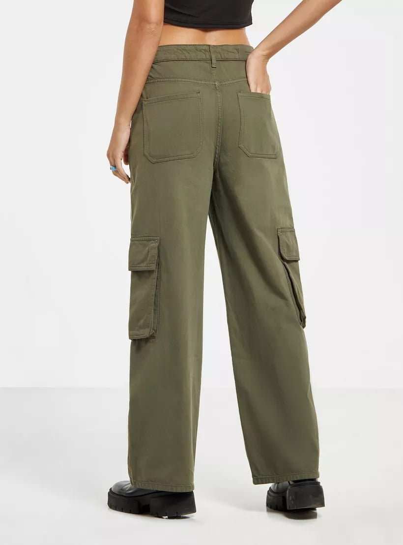 Splashh dark green wide leg cargo jeans – Cut Range