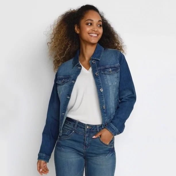 On 34th mid blue denim jacket – Cut Range