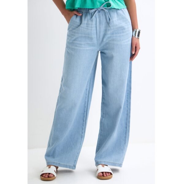 Denim365 Elastic waist wide leg jeans