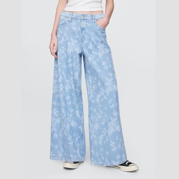 Ultra soft printed wide leg jeans
